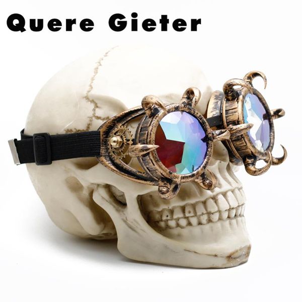 new steampunk victorian style goggles with kaleidoscope rainbow crystal lenses for women rave festival gothic steam punk glasses, White;black
new steampunk victorian style goggles with kaleidoscope rainbow crystal lenses for women rave festival gothic steam punk glasses, White;black