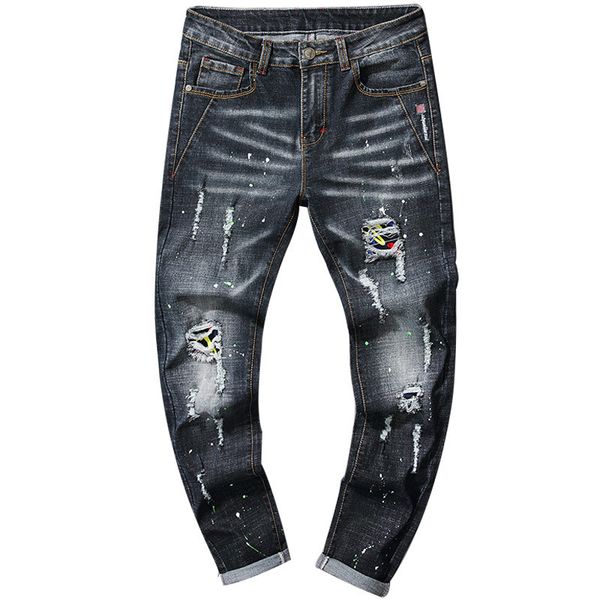 moruancle fashion men's ripped painted jeans pants with holes hi street destroyed printed denim trousers for male size 28-38, Blue
moruancle fashion men's ripped painted jeans pants with holes hi street destroyed printed denim trousers for male size 28-38, Blue