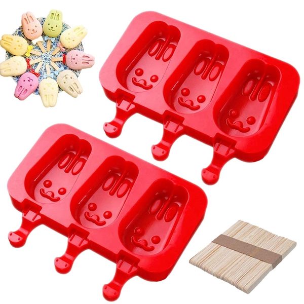 homemade popsicle silicone molds with lid,ice cream bar mold, 3x cavities silicone ice mold with 100x wooden sticks, set of 2 (r
homemade popsicle silicone molds with lid,ice cream bar mold, 3x cavities silicone ice mold with 100x wooden sticks, set of 2 (r