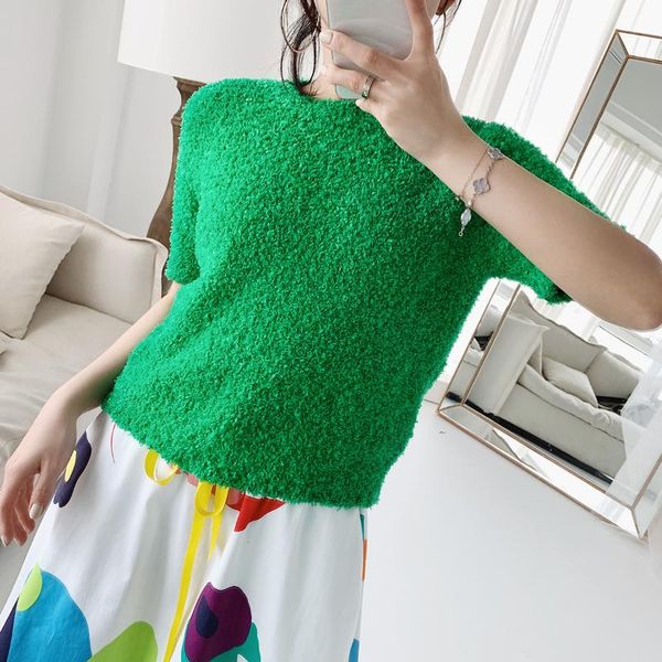 women sweater 2020 spring and summer new knitted sweater short-sleeved cotton knot velvet top, White;black
women sweater 2020 spring and summer new knitted sweater short-sleeved cotton knot velvet top, White;black