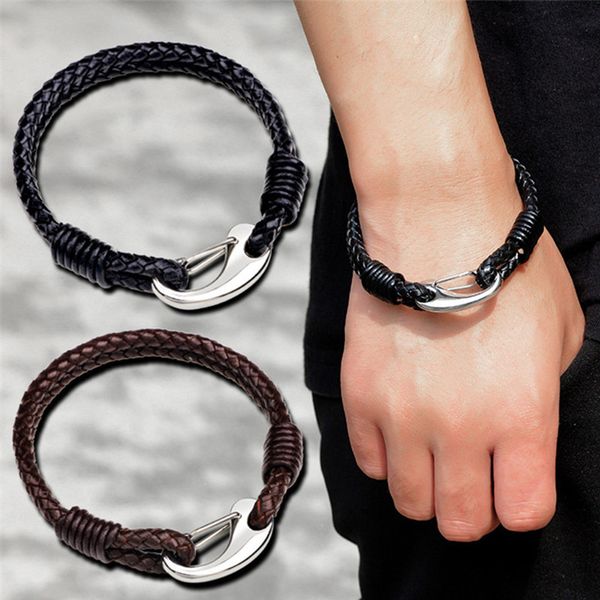 fashion jewelry braided black genuine leather bracelet with locking stainless steel clasp bangles for men, White
fashion jewelry braided black genuine leather bracelet with locking stainless steel clasp bangles for men, White