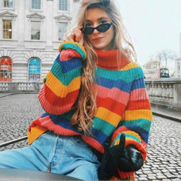 rainbow sweaters turtleneck hit colors striped pullovers women knitted shirts lantern sleeved oversized chic pullover 2018, White;black
rainbow sweaters turtleneck hit colors striped pullovers women knitted shirts lantern sleeved oversized chic pullover 2018, White;black