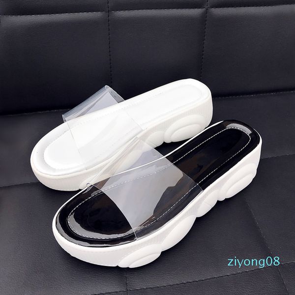 jk plus size 46 casual slippers women open toe footwear transparent pvc platform shoes slides girl mules shoes woman summer z08, Black
jk plus size 46 casual slippers women open toe footwear transparent pvc platform shoes slides girl mules shoes woman summer z08, Black