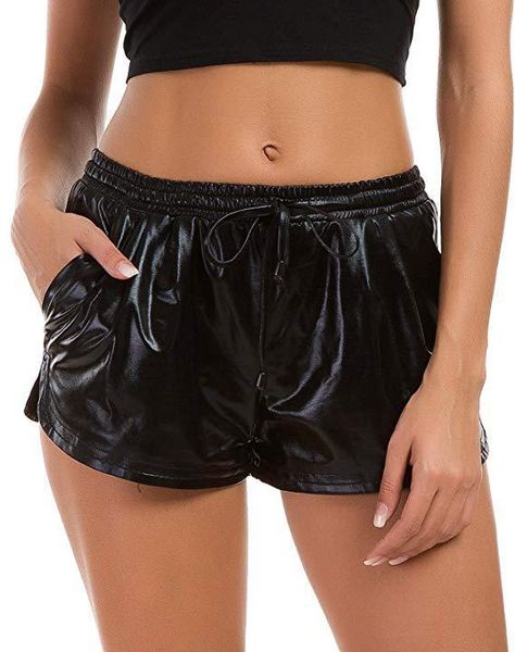 metallic colors short pants casual clothing fashion women shorts designer drawstring, White;black
metallic colors short pants casual clothing fashion women shorts designer drawstring, White;black