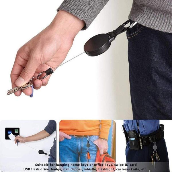 new retractable pull key ring chain belt clip carabiner reel card badge holder recoil extends to 60cm swivel-back extractable, Silver
new retractable pull key ring chain belt clip carabiner reel card badge holder recoil extends to 60cm swivel-back extractable, Silver
