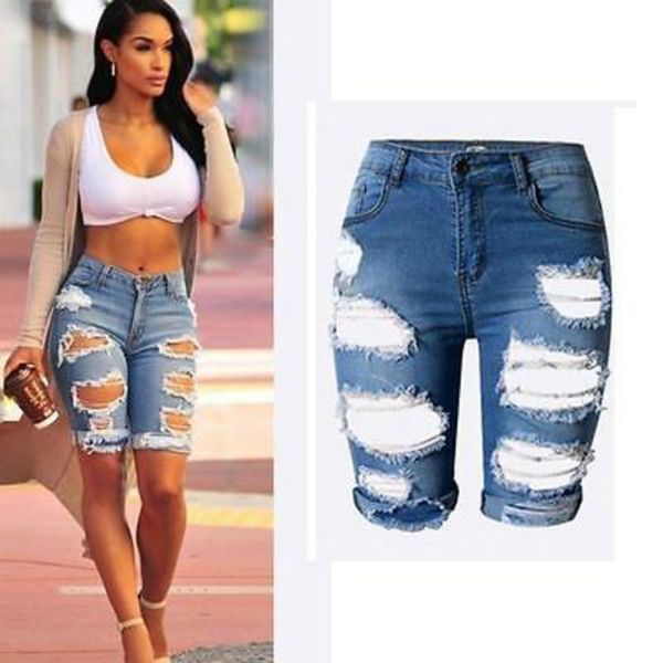 womens elastic hole short pants denim shorts ripped jeans trousers c19041102, White;black
womens elastic hole short pants denim shorts ripped jeans trousers c19041102, White;black