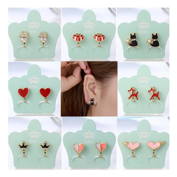 korea style cartoon heart crown deer gift box clip on earrings no pierced for girls party cute luxury needn't ear hole earrings, Silver
korea style cartoon heart crown deer gift box clip on earrings no pierced for girls party cute luxury needn't ear hole earrings, Silver