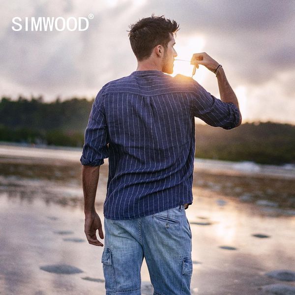 simwood autumn summer new shirts men 2019 100% linen striped three quarter sleeve shirt breathable cool causal clothes 190177, White;black
simwood autumn summer new shirts men 2019 100% linen striped three quarter sleeve shirt breathable cool causal clothes 190177, White;black