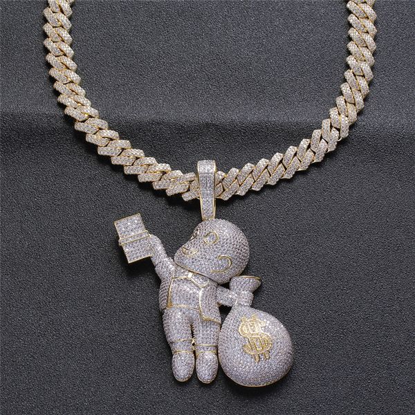 europe and america men necklace gold plated full cz purse pendant necklace with cuban chain for men's hip hop jewelry, Silver
europe and america men necklace gold plated full cz purse pendant necklace with cuban chain for men's hip hop jewelry, Silver