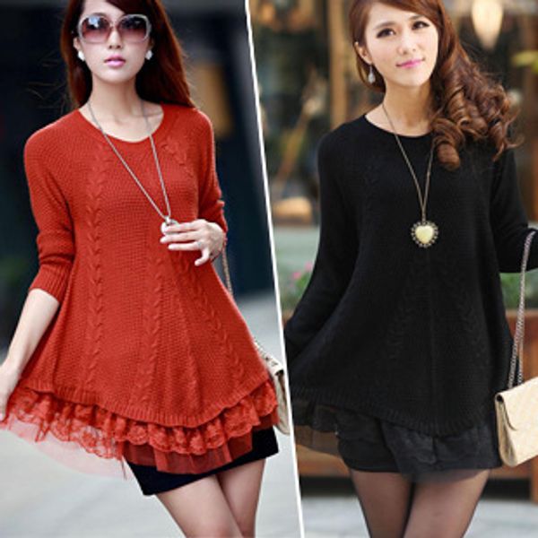 lace women sweater dress spring autumn winter new fashion o-neck long knitted sweaters casual pullovers, White;black
lace women sweater dress spring autumn winter new fashion o-neck long knitted sweaters casual pullovers, White;black
