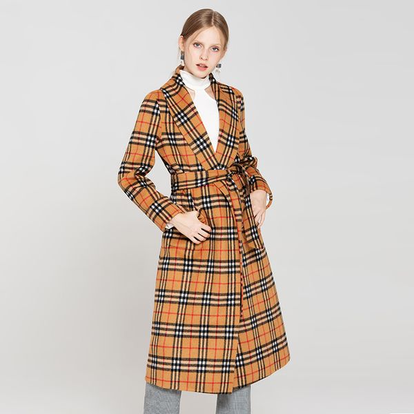 autumn casual yellow plaid trench coat suit collar fashion loose long sleeve coat cardigan slim nipped waists design wool coat, Black
autumn casual yellow plaid trench coat suit collar fashion loose long sleeve coat cardigan slim nipped waists design wool coat, Black