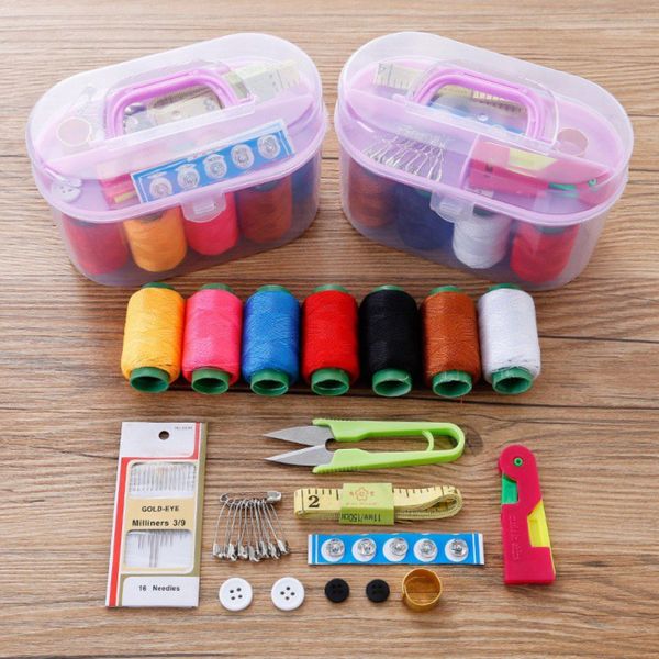 10 pcs set treasure box sewing box portable sewing 7 color large thread reel gold tail needle (random color) 1, Black
10 pcs set treasure box sewing box portable sewing 7 color large thread reel gold tail needle (random color) 1, Black