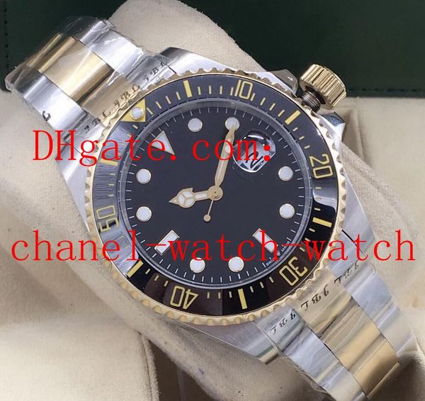 

sea-dweller 43mm men's watch ceramic bezel sapphire cystal stainless steel and gold with glide lock clasp automatic mechanical mens wat, Slivery;brown