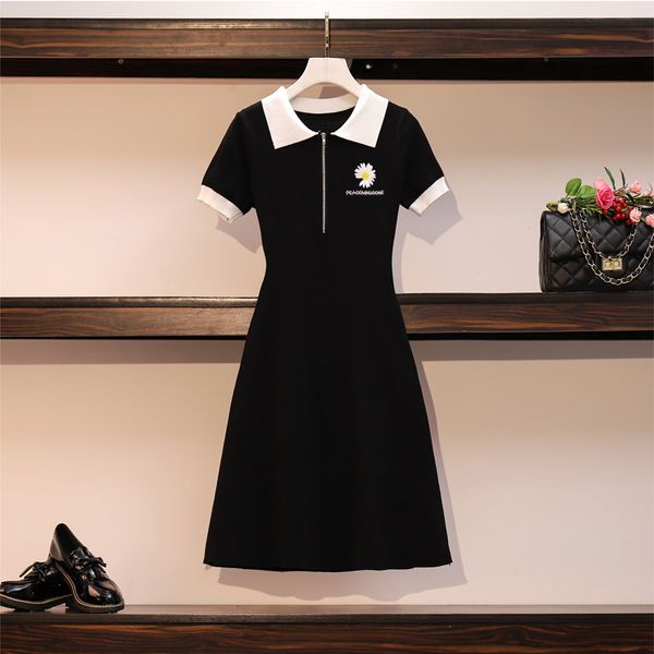 elegant women knitted black dress 2020 summer flower embroidery short sleeve turn-down collar zipper a-line casual dress vestido, Black;gray
elegant women knitted black dress 2020 summer flower embroidery short sleeve turn-down collar zipper a-line casual dress vestido, Black;gray