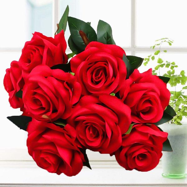 new 9 heads bouquet artificial roses simulation flowers silk rose decorative home decorations for wedding vase
new 9 heads bouquet artificial roses simulation flowers silk rose decorative home decorations for wedding vase