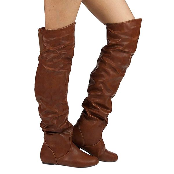 2019 stylish women's boots classic round toe low-heeled vintage leather snow boots over the knee western knight booties female, Black
2019 stylish women's boots classic round toe low-heeled vintage leather snow boots over the knee western knight booties female, Black