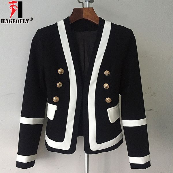 new fashion designer blazer jacket women's classic black white color gold metal buttons blazers work coat s-xxl, White;black
new fashion designer blazer jacket women's classic black white color gold metal buttons blazers work coat s-xxl, White;black