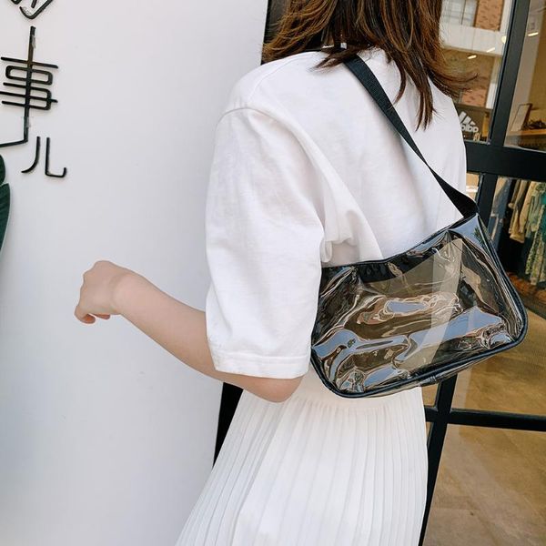 women pvc transparent shoulder tote bag pure color shopping travel handbag purse light wild simple female daily bag
women pvc transparent shoulder tote bag pure color shopping travel handbag purse light wild simple female daily bag