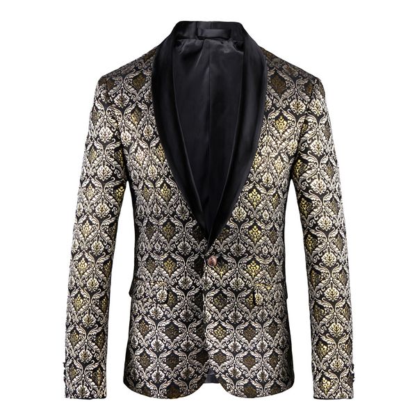 2019 new youth men's wedding host dress nightclub fashion hairdressing suit jacket tide cotton golden single suit, White;black
2019 new youth men's wedding host dress nightclub fashion hairdressing suit jacket tide cotton golden single suit, White;black