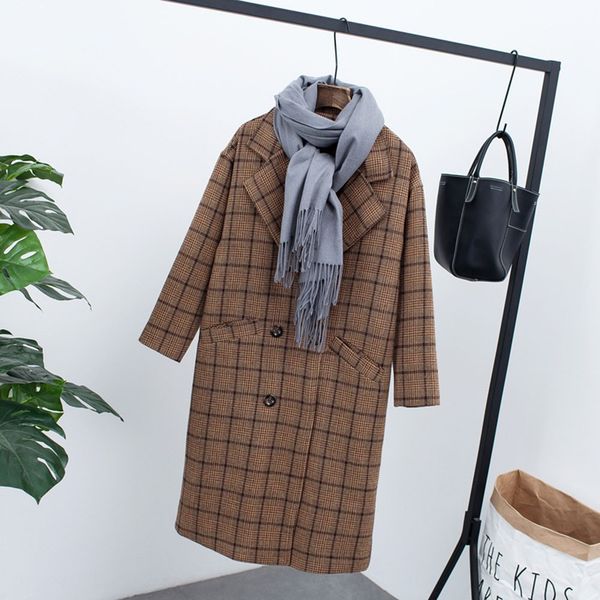 vintage plaid wool coat women winter 2019 fashion thicken warm soft loose outerwear korean high street casual overcoat, Black
vintage plaid wool coat women winter 2019 fashion thicken warm soft loose outerwear korean high street casual overcoat, Black