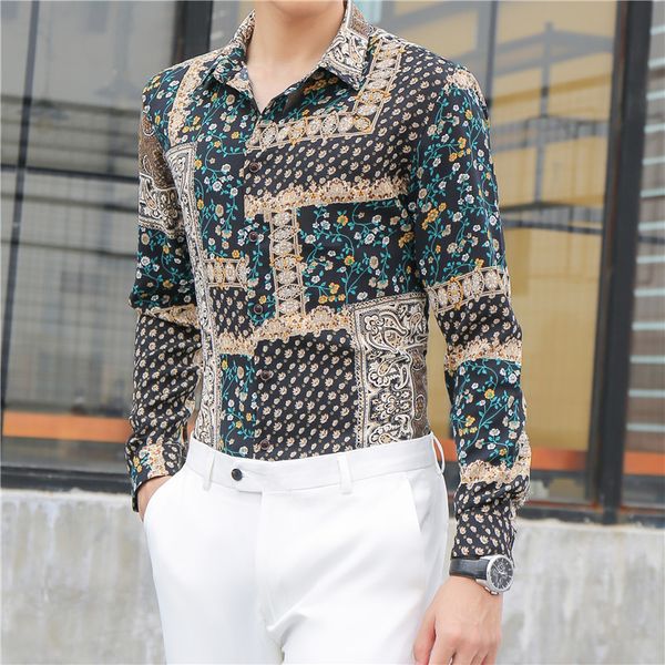 Designer Mens Floral Print Shirt Retro Baroque Fashion Homme Shirt Long Sleeve Casual Yuppie Gentleman Clothes
Designer Mens Floral Print Shirt Retro Baroque Fashion Homme Shirt Long Sleeve Casual Yuppie Gentleman Clothes
