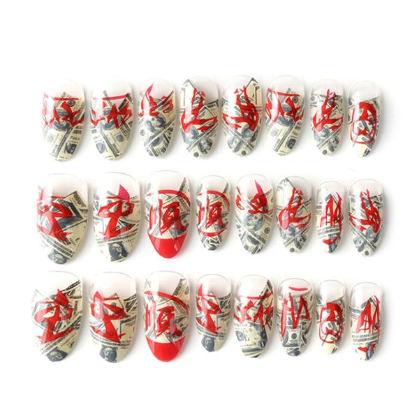 24pcs acrylic french design false nails full cover nail tips fake nails art, Red;gold
24pcs acrylic french design false nails full cover nail tips fake nails art, Red;gold
