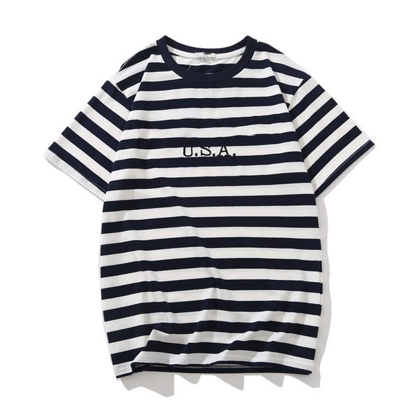 jeans usa mens striped t shirts summer fashion embroidery designer tees short sleeved clothes, White;black
jeans usa mens striped t shirts summer fashion embroidery designer tees short sleeved clothes, White;black