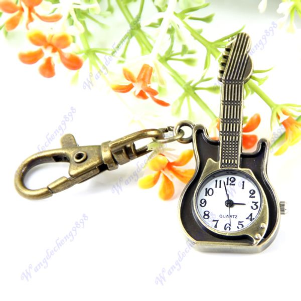 retro unique bronze design guitar pocket quartz pendant key chain watch new, Silver
retro unique bronze design guitar pocket quartz pendant key chain watch new, Silver