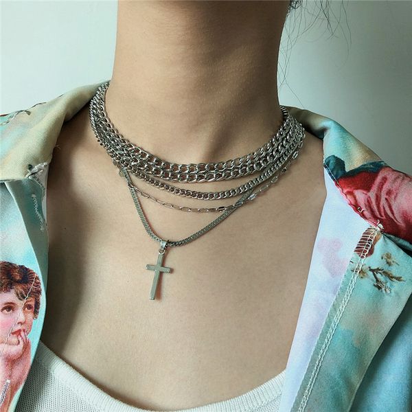 5pcs/lot european hip hop snake chain geometric multi layer cross necklace for women punk decorated pendant necklaces jewelry, Silver
5pcs/lot european hip hop snake chain geometric multi layer cross necklace for women punk decorated pendant necklaces jewelry, Silver