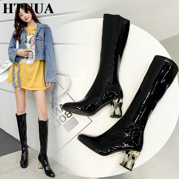 htuua quality patent leather knee high boots women's autumn winter warm plush round toe metal heel women high boots sx3264, Black
htuua quality patent leather knee high boots women's autumn winter warm plush round toe metal heel women high boots sx3264, Black