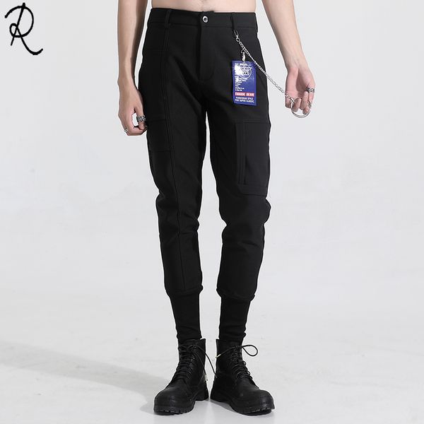 2019 new originally fashionable men's casual personality chain conical trousers boots pants stage singer costumes, Black
2019 new originally fashionable men's casual personality chain conical trousers boots pants stage singer costumes, Black
