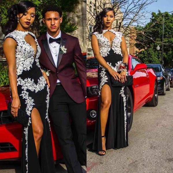 black and white lace applique mermaid prom dress south african side slit graduation evening party gown plus size custom made
black and white lace applique mermaid prom dress south african side slit graduation evening party gown plus size custom made