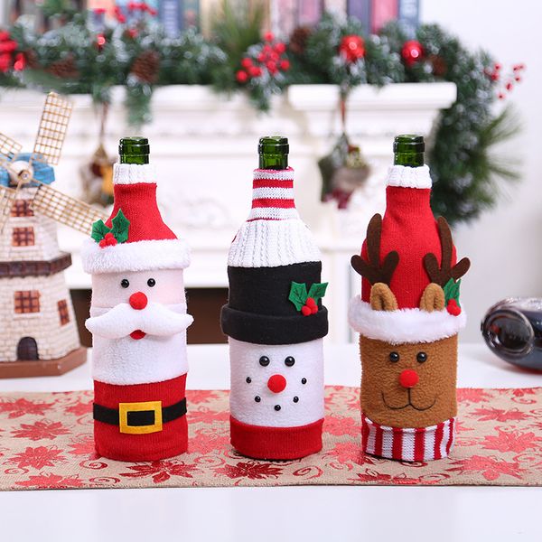 

christmas beer bottle sweater cover bag cartoon elk tree snowflake wine bottle sets wine cover xmas new year decor