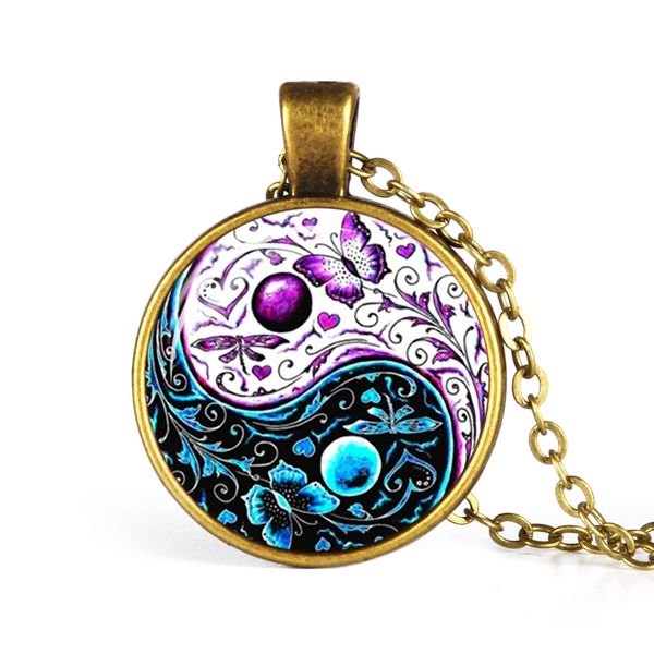 fashion tai chi butterfly glass cabochon pendant vintage jewelry silver chain necklace women men gift
fashion tai chi butterfly glass cabochon pendant vintage jewelry silver chain necklace women men gift
