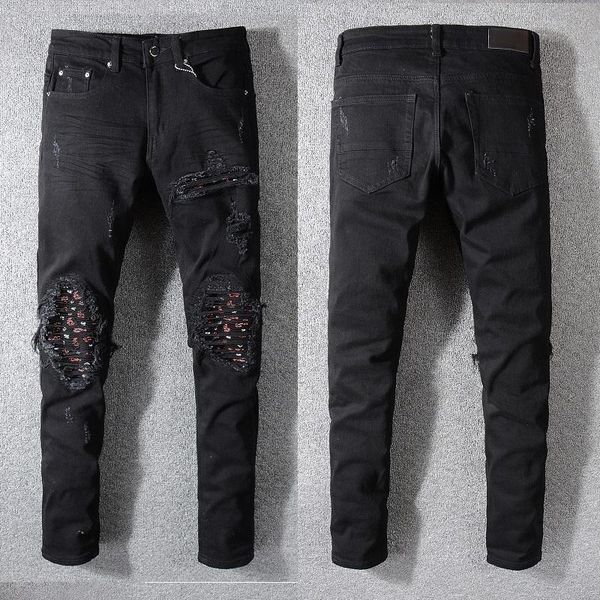 new italy style mens distressed hollow out pants art ribs patches skinny black jeans slim trousers size 28-40, Blue
new italy style mens distressed hollow out pants art ribs patches skinny black jeans slim trousers size 28-40, Blue