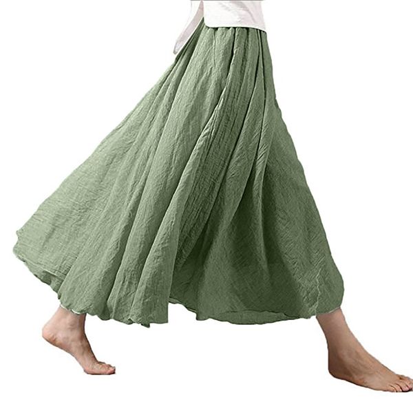 women linen cotton long maxi skirts solid color elastic waist pleated beach boho elegant skirts female saia, Black
women linen cotton long maxi skirts solid color elastic waist pleated beach boho elegant skirts female saia, Black