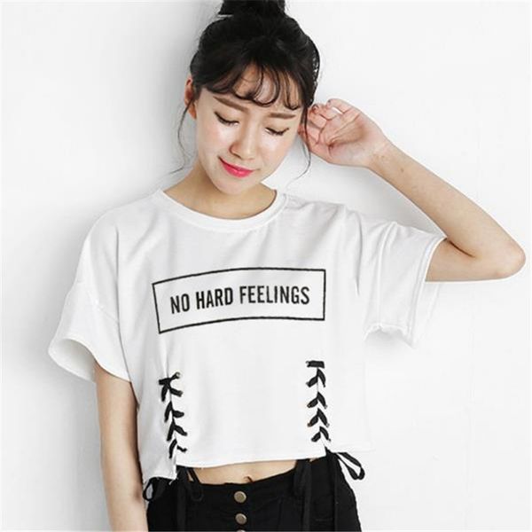 New Summer Crop Tops Women T Shirt Letter Print Short Sleeve Lace Up Cotton Loose Sexy White T-shirt Dance Tee Tops
New Summer Crop Tops Women T Shirt Letter Print Short Sleeve Lace Up Cotton Loose Sexy White T-shirt Dance Tee Tops