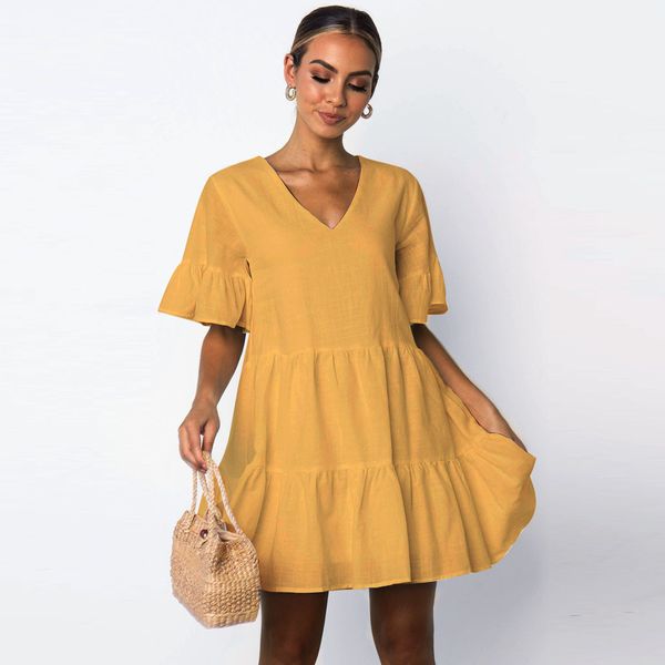 womens fashion casual solid v-neck short sleeve mini dress beach dress summer style women ladies girl new ruffles, Black;gray
womens fashion casual solid v-neck short sleeve mini dress beach dress summer style women ladies girl new ruffles, Black;gray