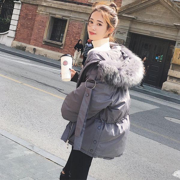 2019 winter fashion hooded fur collar cotton coat women street short thick thick loose waist long casual women's jacket, Black
2019 winter fashion hooded fur collar cotton coat women street short thick thick loose waist long casual women's jacket, Black