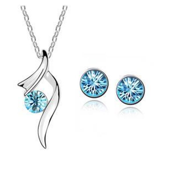 

2017 fa hion ilver plated cry tal pendant necklace earring wedding acce orie jewelry et for women g450, Silver