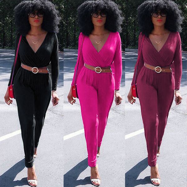 new women solid v neck loose long sleeve playsuit jumpsuit party romper, Black;white 
new women solid v neck loose long sleeve playsuit jumpsuit party romper, Black;white