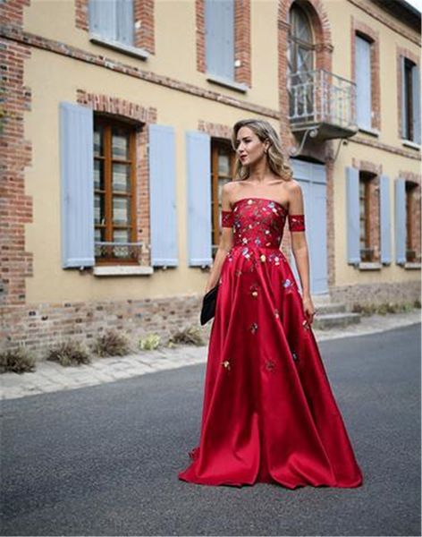 a-line long prom dress burgundy strap off-the-shoulder floor length satin embroidery chic evening dress red long prom gowns, Black;red
a-line long prom dress burgundy strap off-the-shoulder floor length satin embroidery chic evening dress red long prom gowns, Black;red