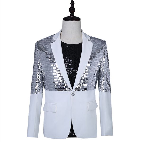 new design white sequins splicing men's fashion wedding slim-cut suits male nightclub casual blazer man party prom host clothes, White;black
new design white sequins splicing men's fashion wedding slim-cut suits male nightclub casual blazer man party prom host clothes, White;black