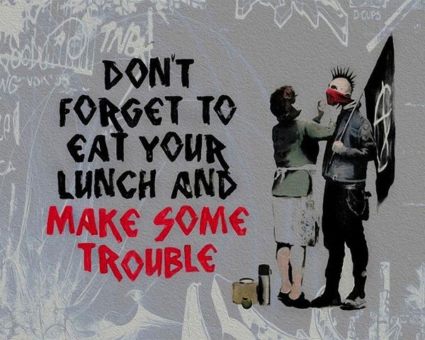 handpainted & hd printed banksy graffiti art oil painting eat lunch and make some trouble on canvas home decor multi size g151
handpainted & hd printed banksy graffiti art oil painting eat lunch and make some trouble on canvas home decor multi size g151