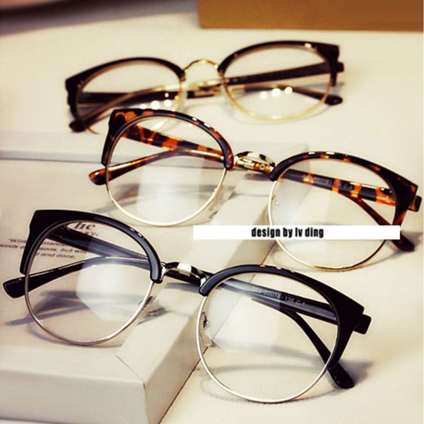 retro men women transparent eyeglasses half frame cat eye optical glasses clear len durable, Black
retro men women transparent eyeglasses half frame cat eye optical glasses clear len durable, Black