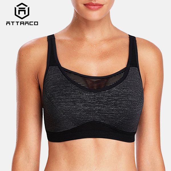 attraco women's hight impact sports bra padded support yoga bra mesh breathable fitness workout racerback sports top, White;black
attraco women's hight impact sports bra padded support yoga bra mesh breathable fitness workout racerback sports top, White;black