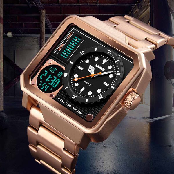 business men watches waterproof sports casual multi function watch stainless steel digital wristwatch clock relogio masculino, Slivery;brown 
business men watches waterproof sports casual multi function watch stainless steel digital wristwatch clock relogio masculino, Slivery;brown