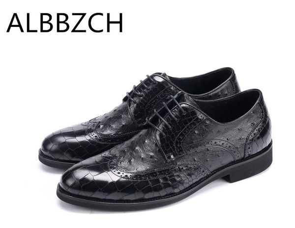 new luxury embossed leather men shoes fashion ostrich pattern design formal dress shoes suit wedding high grade work, Black
new luxury embossed leather men shoes fashion ostrich pattern design formal dress shoes suit wedding high grade work, Black