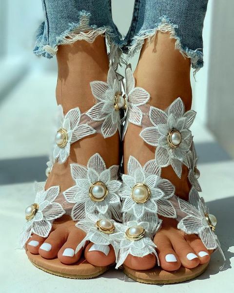 summer sandals women lace white multilayer flowers flat sandals beach pearl shoes with slip on clip toe, Black
summer sandals women lace white multilayer flowers flat sandals beach pearl shoes with slip on clip toe, Black