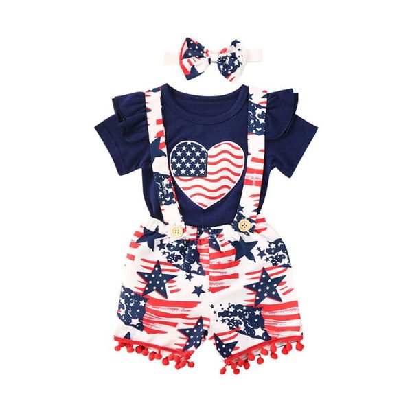 3pcs baby girl's independence day clothes personality flying sleeve jumpsuit fashion printed suspender short pants with headband, White
3pcs baby girl's independence day clothes personality flying sleeve jumpsuit fashion printed suspender short pants with headband, White